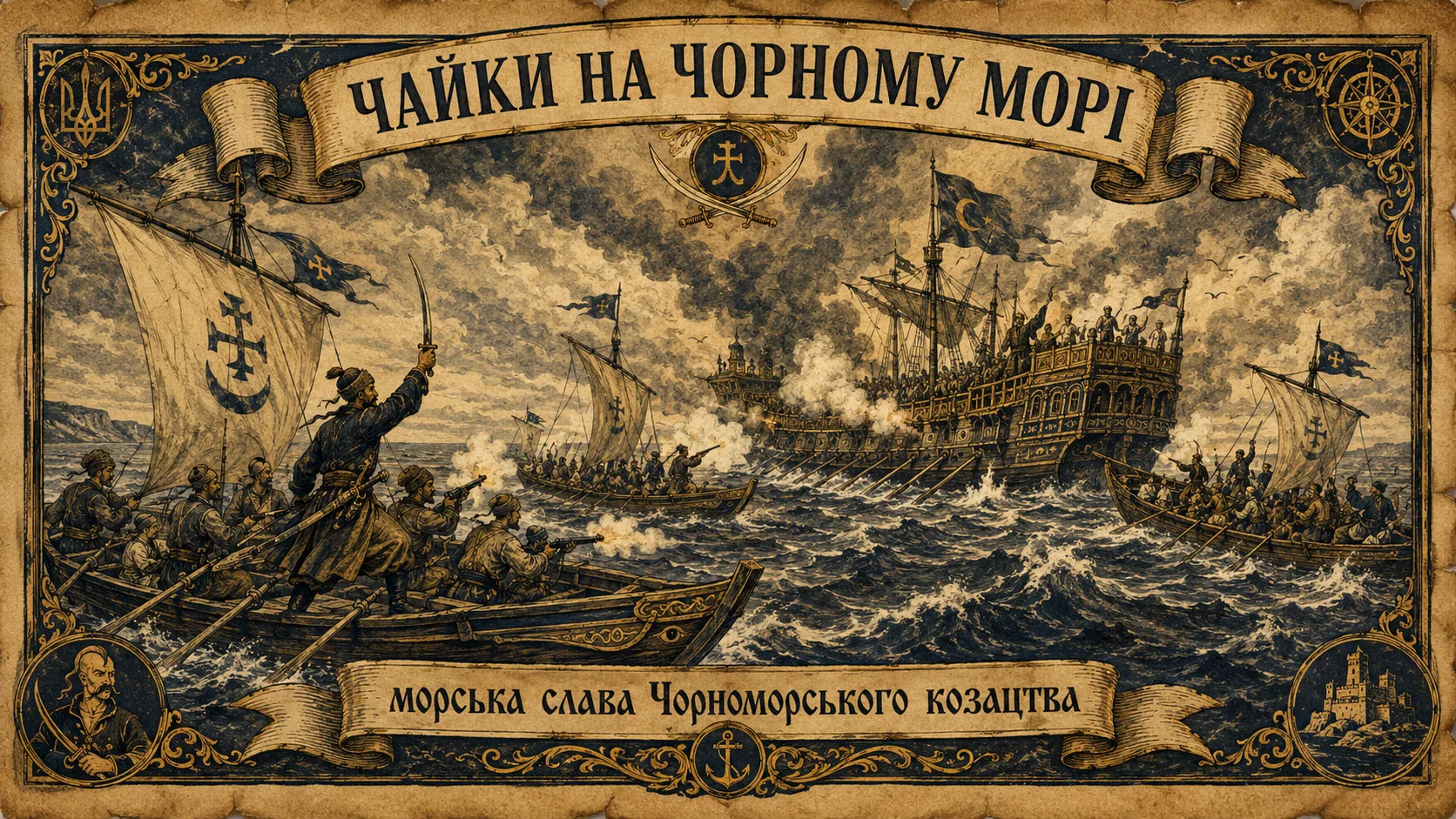 Козацькі чайки в морському бою на Чорному морі