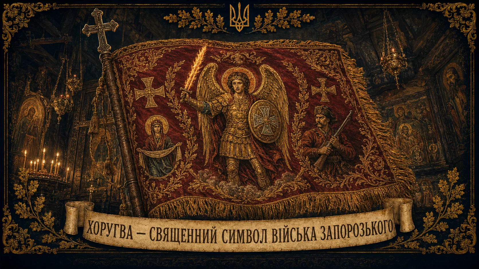 Священна козацька хоругва з Архангелом Михаїлом