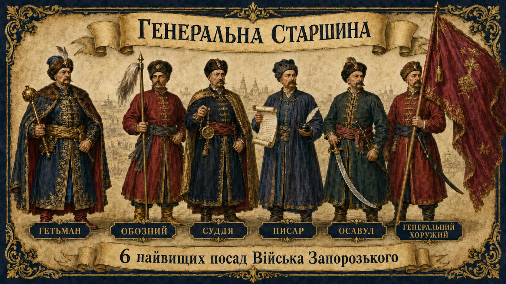 Шість постатей Генеральної старшини Війська Запорозького