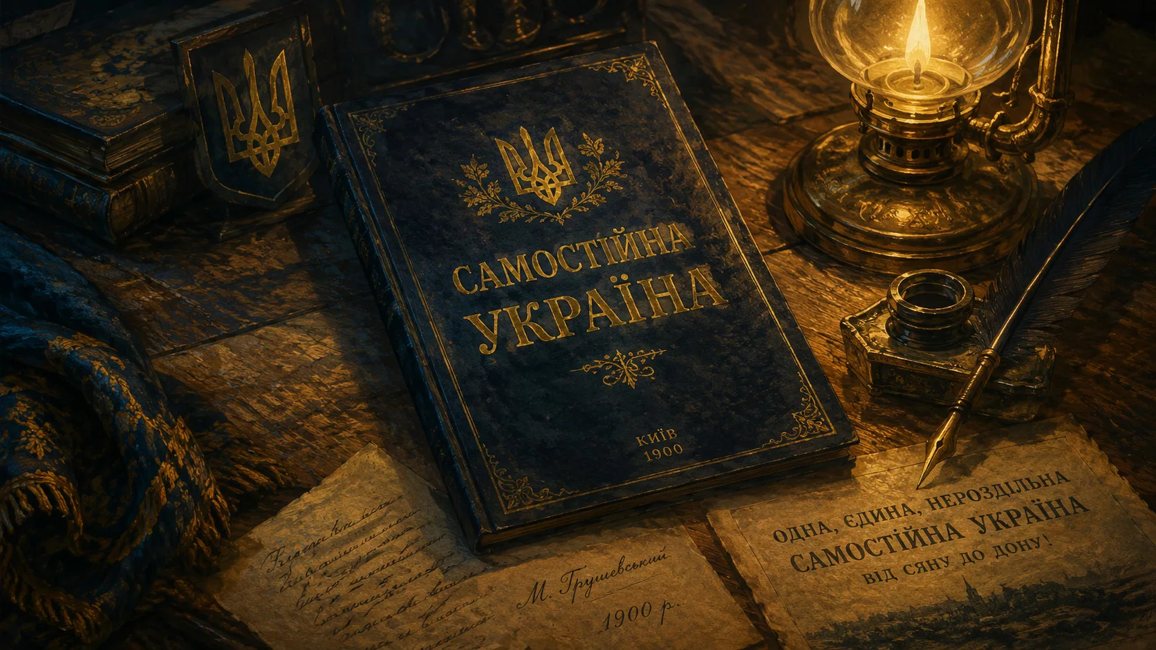 Брошура «Самостійна Україна» 1900 на робочому столі XIX століття