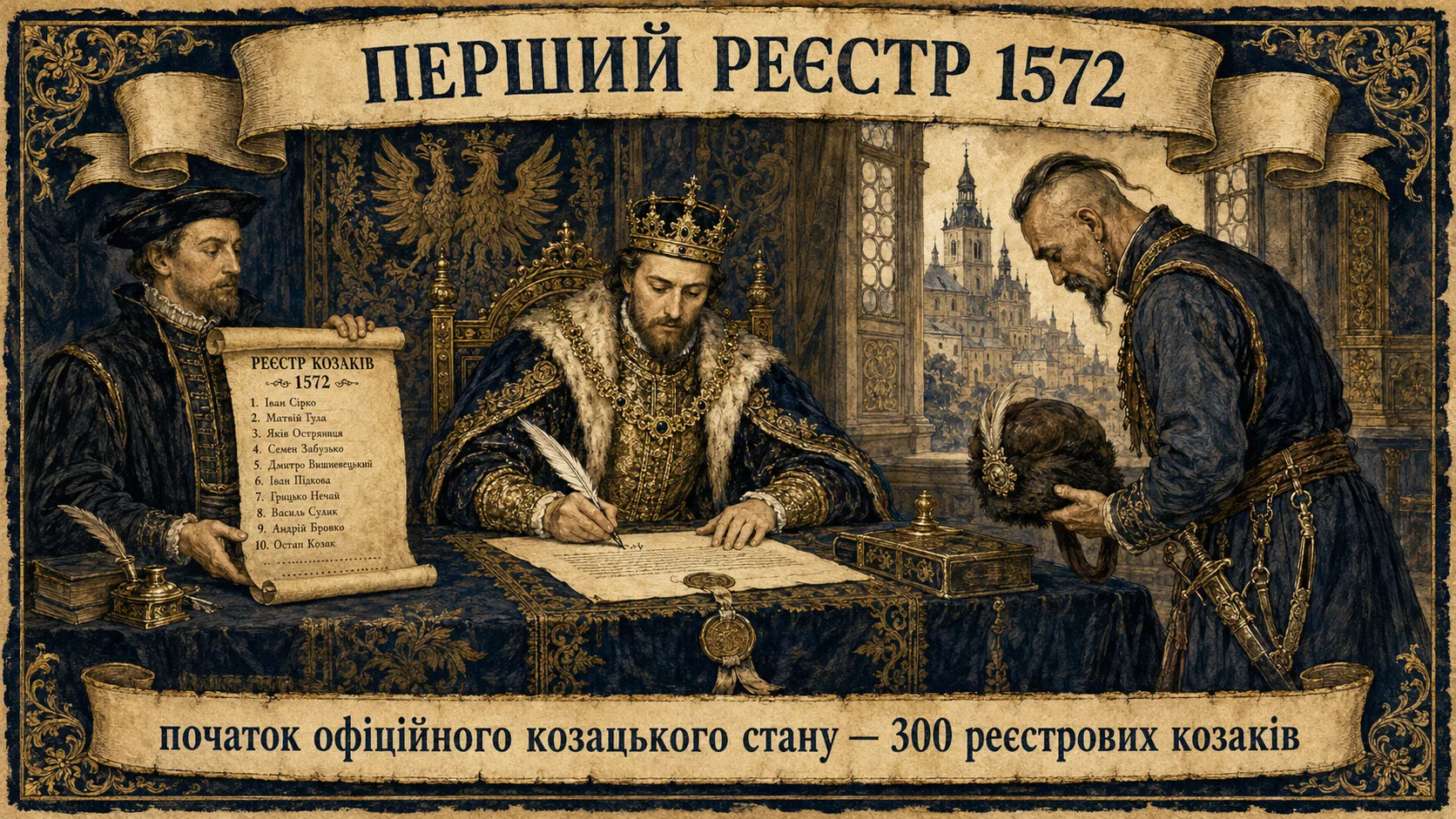 Сигізмунд II Август підписує перший реєстр козаків 1572 року