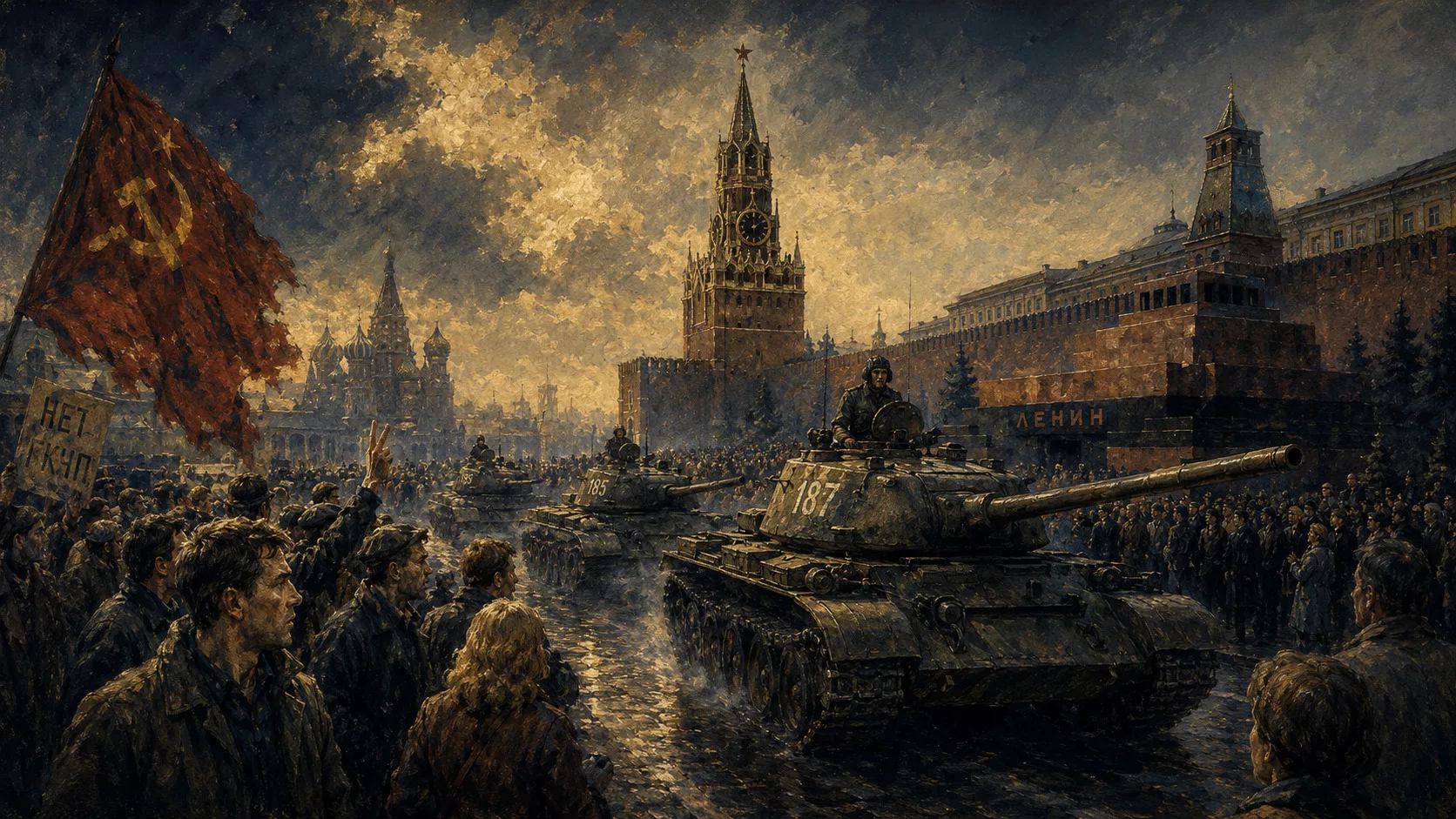 Серпневий путч 1991 у Москві — танки на вулицях